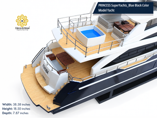 PRINCESS SuperYachts 30M Model Yacht 98cm – Blue Black Luxury Yacht Display