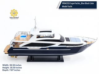 PRINCESS SuperYachts 30M Model Yacht 98cm – Blue Black Luxury Yacht Display