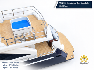 PRINCESS SuperYachts 30M Model Yacht 98cm – Blue Black Luxury Yacht Display
