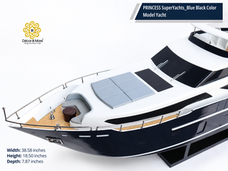 PRINCESS SuperYachts 30M Model Yacht 98cm – Blue Black Luxury Yacht Display