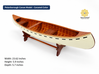 Peterborough Canoe Model 60cm - Caramel Wooden Canoe Display