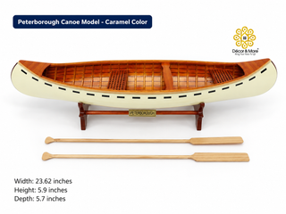 Peterborough Canoe Model 60cm - Caramel Wooden Canoe Display