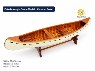 Peterborough Canoe Model 60cm - Caramel Wooden Canoe Display