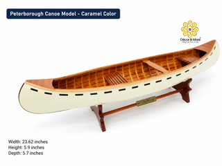 Peterborough Canoe Model 60cm - Caramel Wooden Canoe Display