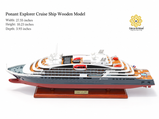 Ponant Explorer Cruise Ship Wooden Model 70cm - Handcrafted Nautical Display