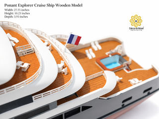 Ponant Explorer Cruise Ship Wooden Model 70cm - Handcrafted Nautical Display