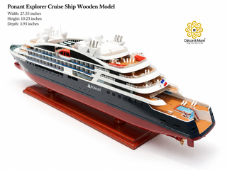 Ponant Explorer Cruise Ship Wooden Model 70cm - Handcrafted Nautical Display