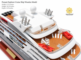 Ponant Explorer Cruise Ship Wooden Model 70cm - Handcrafted Nautical Display
