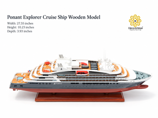 Ponant Explorer Cruise Ship Wooden Model 70cm - Handcrafted Nautical Display