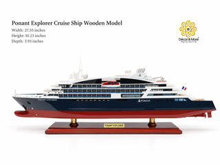 Ponant Explorer Cruise Ship Wooden Model 70cm - Handcrafted Nautical Display