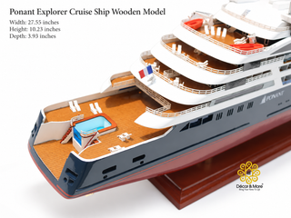 Ponant Explorer Cruise Ship Wooden Model 70cm - Handcrafted Nautical Display