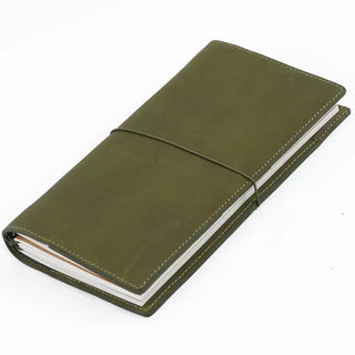 Olive Green Refillable Handmade Leather Journal - NO006