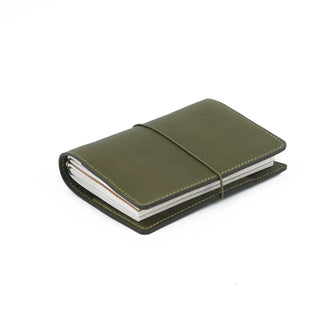 Olive Green Refillable Handmade Leather Journal - NO006