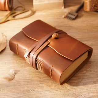 Handmade Leather Notebook With Strap Closure - NO002