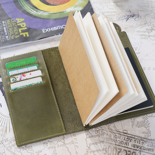 Olive Green Refillable Handmade Leather Journal - NO006