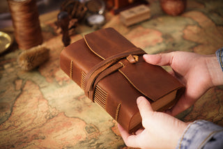 Handmade Leather Notebook With Strap Closure - NO002