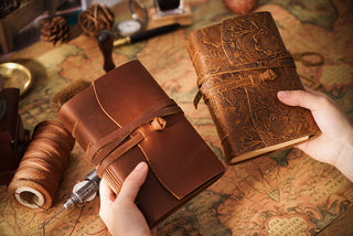 Handmade Leather Notebook With Strap Closure - NO002