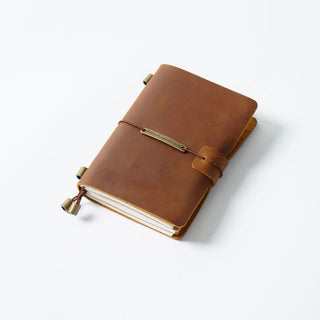 Premium Handmade Plain-Edged Cowhide Leather Notebook with Strap Lock NO10