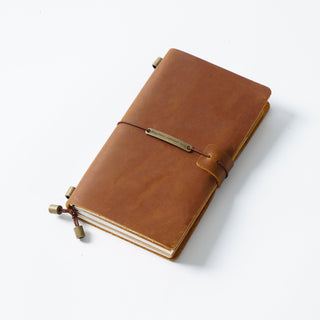 Premium Handmade Plain-Edged Cowhide Leather Notebook with Strap Lock NO10
