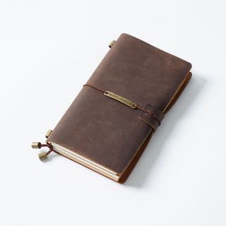 Premium Handmade Plain-Edged Cowhide Leather Notebook with Strap Lock NO10