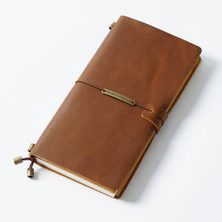 Premium Handmade Plain-Edged Cowhide Leather Notebook with Strap Lock NO10
