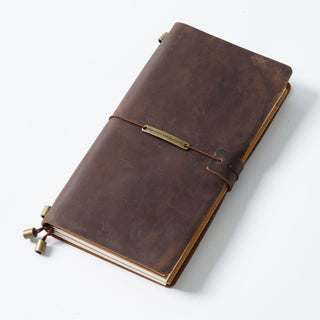 Premium Handmade Plain-Edged Cowhide Leather Notebook with Strap Lock NO10