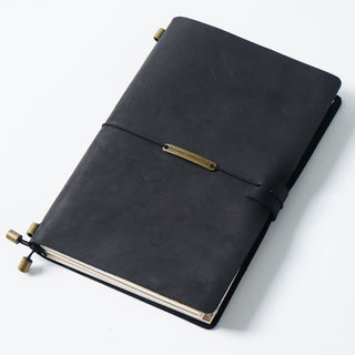 Premium Handmade Plain-Edged Cowhide Leather Notebook with Strap Lock NO10
