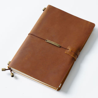 Premium Handmade Plain-Edged Cowhide Leather Notebook with Strap Lock NO10