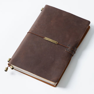 Premium Handmade Plain-Edged Cowhide Leather Notebook with Strap Lock NO10
