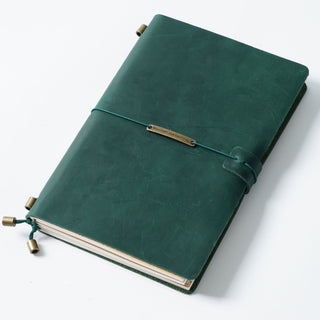 Premium Handmade Plain-Edged Cowhide Leather Notebook with Strap Lock NO10