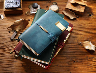 Premium Handmade Plain-Edged Cowhide Leather Notebook with Strap Lock NO10