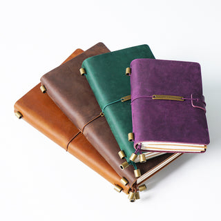 Premium Handmade Plain-Edged Cowhide Leather Notebook with Strap Lock NO10