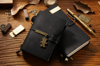 Premium Handmade Plain-Edged Cowhide Leather Notebook with Strap Lock NO10