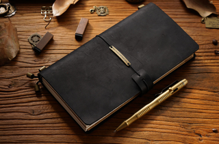 Premium Handmade Plain-Edged Cowhide Leather Notebook with Strap Lock NO10