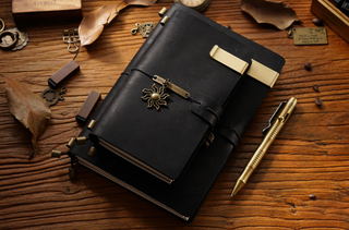 Premium Handmade Plain-Edged Cowhide Leather Notebook with Strap Lock NO10