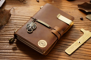 Premium Handmade Plain-Edged Cowhide Leather Notebook with Strap Lock NO10