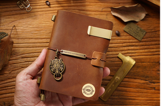 Premium Handmade Plain-Edged Cowhide Leather Notebook with Strap Lock NO10