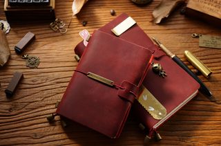 Premium Handmade Plain-Edged Cowhide Leather Notebook with Strap Lock NO10