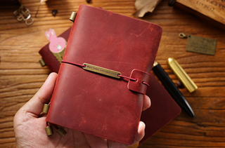 Premium Handmade Plain-Edged Cowhide Leather Notebook with Strap Lock NO10