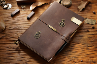 Premium Handmade Plain-Edged Cowhide Leather Notebook with Strap Lock NO10