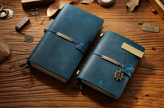 Premium Handmade Plain-Edged Cowhide Leather Notebook with Strap Lock NO10