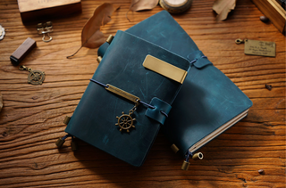 Premium Handmade Plain-Edged Cowhide Leather Notebook with Strap Lock NO10