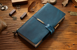 Premium Handmade Plain-Edged Cowhide Leather Notebook with Strap Lock NO10