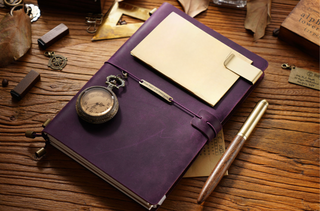 Premium Handmade Plain-Edged Cowhide Leather Notebook with Strap Lock NO10