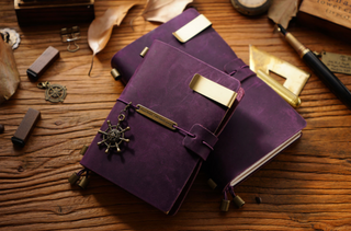 Premium Handmade Plain-Edged Cowhide Leather Notebook with Strap Lock NO10