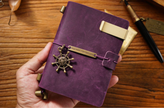 Premium Handmade Plain-Edged Cowhide Leather Notebook with Strap Lock NO10