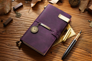 Premium Handmade Plain-Edged Cowhide Leather Notebook with Strap Lock NO10