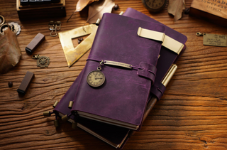 Premium Handmade Plain-Edged Cowhide Leather Notebook with Strap Lock NO10