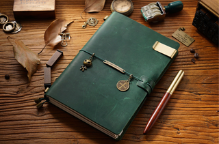 Premium Handmade Plain-Edged Cowhide Leather Notebook with Strap Lock NO10