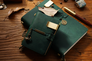 Premium Handmade Plain-Edged Cowhide Leather Notebook with Strap Lock NO10